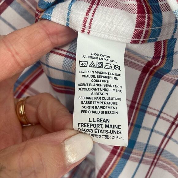 LL Bean Mens Plaid Button Down Shirt Size 17-34 - Picture 7 of 8